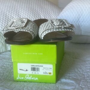 Sam Edelman White Woven Leather Sandals